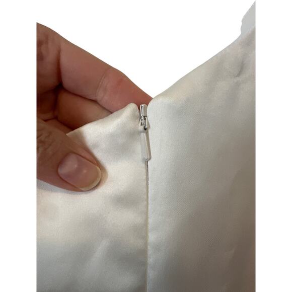 Mac Duggal White Satin One Shoulder Ruffle Gown Evening Dress Size 10 - Picture 6 of 14